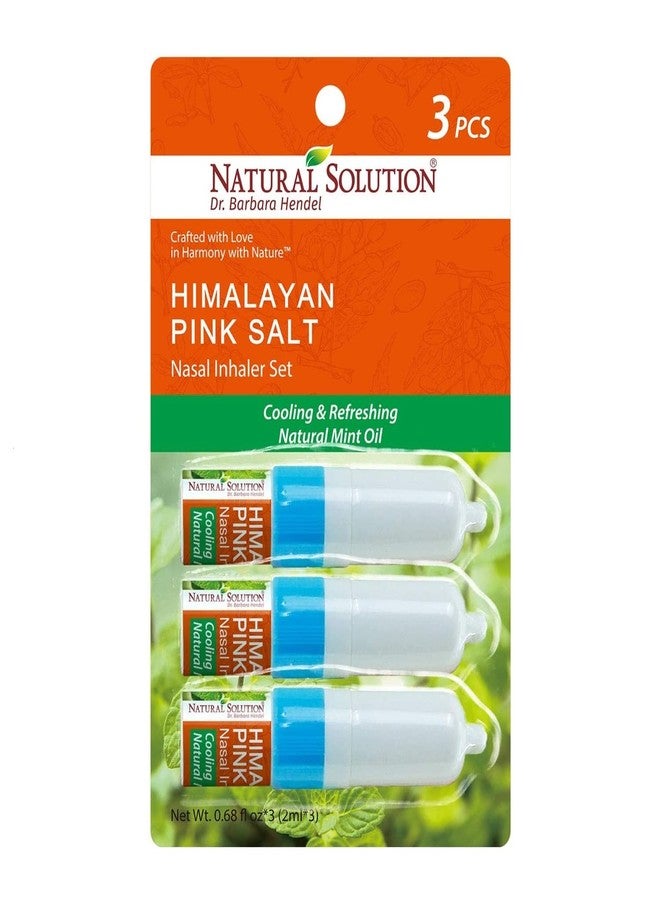 Natural Solution Nasal Inhaler, Infused with Pink Salt and Organic Mint Oil, Nose Cleaner, Cooling, Relaxing & Refreshing Aromatherapy Diffuser, 0.068oz | Pack of 3 (8206A-3PK) - Image 1